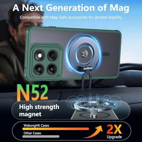 Image of For Motorola Edge 2025 Case,Magnetic [38 N52 Magnets] Military Grade Drop Protection moto edge 2025 case-Full Camera Protection Slim Matte Anti-Slip Phone Cover Protector For Motorola Edge 2025,Green