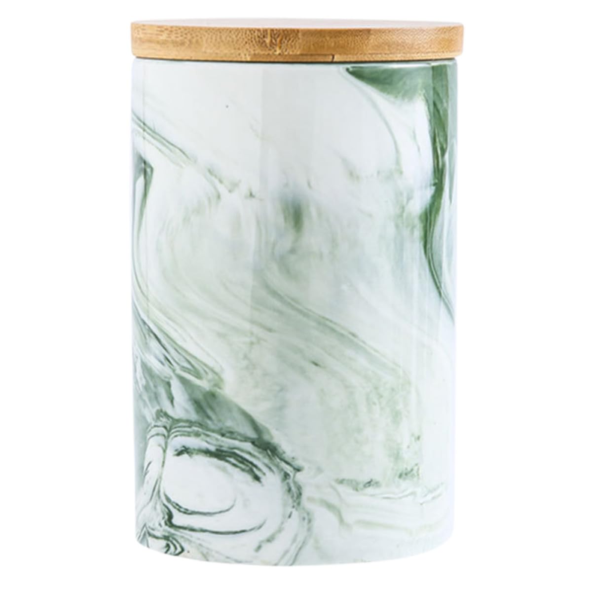 Housoutil Pot en Céramique Marbré Couvercle Vert pour Bocal de Rangement Hermétique 1 Pièce Adapté Thé et Fruits Secs
