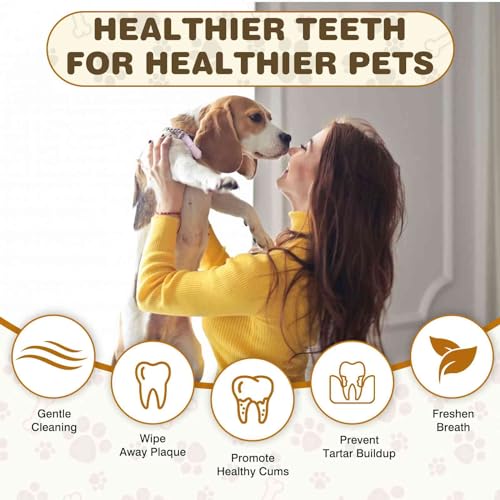 UrbanX Teeth Cleaning Wipes for American Water Spaniel and Other Sporting Dogs, Remove Bad Breath, Plaque, and Tartar, No-Rinse Disposable Finger Toothbrush, Gentle Gum Care Pet Wipes, 60 Count