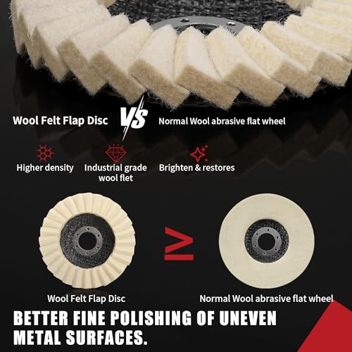 Nuodunco WOOL23619 10Pcs Very Fine Wool Flap Disc 4 1/2 Inch Angle Grinder Attachment thumb #1