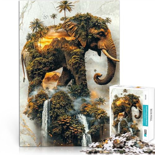 Rompecabezas de 1000 Piezas para Adultos “El dominio Sagrado del Elefante” Madera，para Mayores de 14 años Desafío de Juego de Juguetes educativos Toda la Familia.。