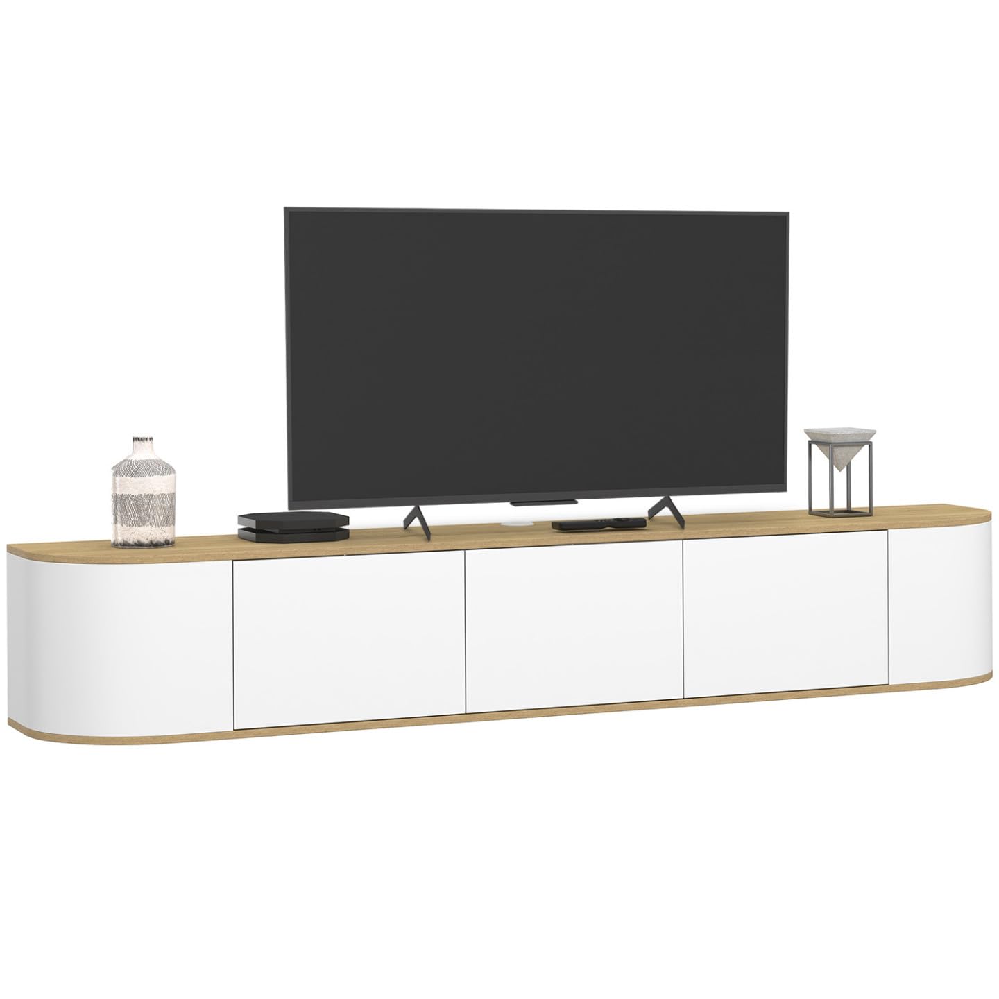 IDMarket Leora - Mueble para TV (180 cm, colgante de 3 puertas, madera y blanco), color blanco