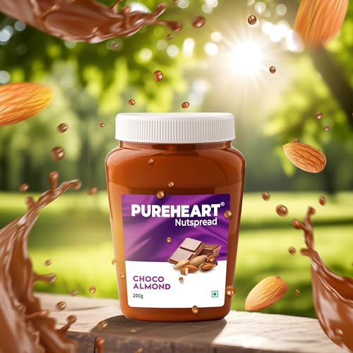 Image of Pureheart Choco Almond Nut Spread (200 gm) Delicious, Smooth and Creamy Snack, Nutty Chocolate Almond Spread for Breakfast