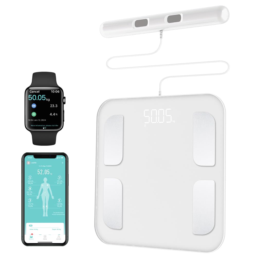 Báscula corporal inteligente para peso, IMC, grasa y músculo, pantalla HD