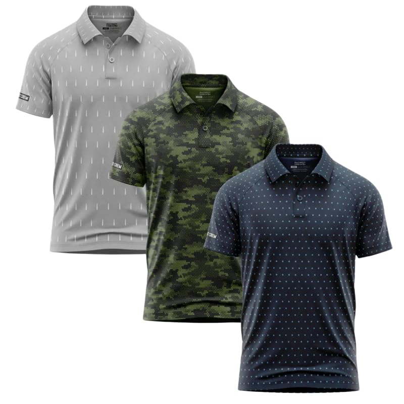 Legacy Polo 3 Pack Men’s Moisture Wicking Spandex Polyester Itch-Free Printed Tag Reinforced Collar