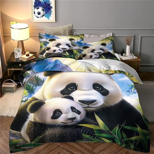 Linge de lit 3 pièces imprimé microfibre super douce Panda Family