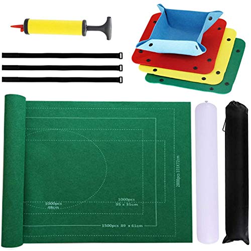 Puzzle Mat Roll Up Puzzle Storage Puzzle Saver 500,1000,1500,2000 Pieces Universal Felt Puzzle Mat Set with 4 Pcs Sorter Trays Non-Skid, Portable for Adults Kids Men Women Green