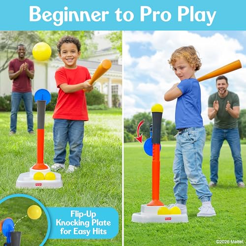 Fisher-Price™ Grow-to-Pro 2-in-1 Tee Ball Set for Toddlers & Kids, Height Adjustable Batting Practice & Outdoor Play Toy, Ages 18+ Months - image 2