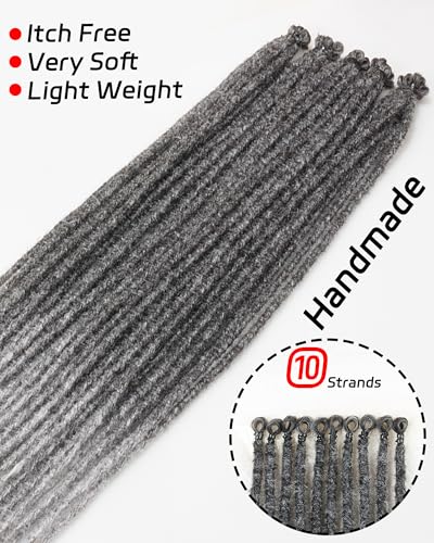 24 Inches Single Ended Dreadlock Extensions for Women(0.6 cm Width,50 Strands,Ombre Gray),Faux Locs Crochet Hair,Soft Synthetic Loc Extensions(24"-5 Packs,1B/Gray)