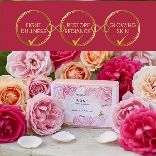 Image of Nacharel Rose Soap | Pure & Gentle Bathing Bar for Glowing Skin | Nourishing & Aromatic Soaps for Men & Women | Natural Cleansing Bar For Moisturising | Soap for All Skin Types | Pack Of 1