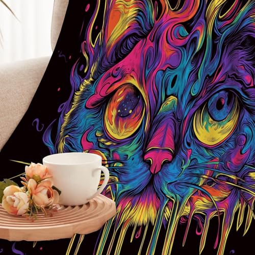 Couverture en flanelle chat bleu violet 150x200cm pour canapé - 5