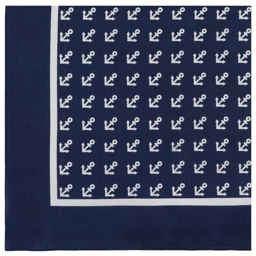 modAS Unisex Vierecktuch ca. 70 x 70 cm bedruckt oder uni - Tuch als modisches Accessoires in Blau mit Anker