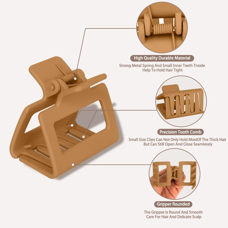 Miniatura 4 de Pinzas para el cabello para mujer, accesorios para el cabello gruesofino, para regalos de niñas, pinzas rectangulares antideslizantes de color medio