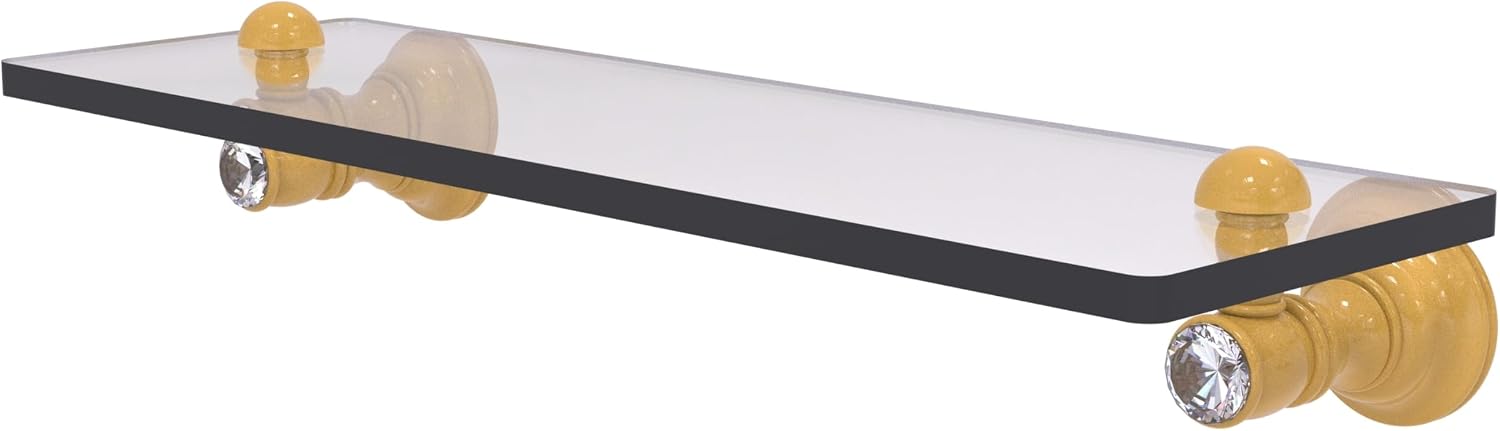 Allied Brass CC-1-16-BKM Carolina Crystal Collection 16 Inch Glass Shelf, Matte Black