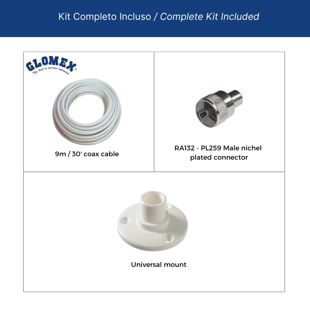 Glomex ANTENA VHF - 210 MM - FIBRA - SOPORTE B