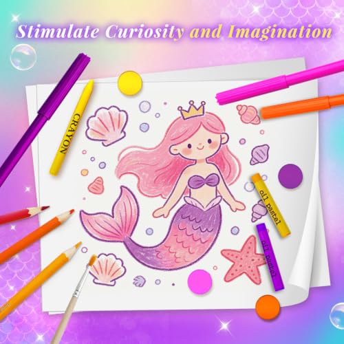 Cokiki Mermaid Art Set for Kids 184 Piece Drawing Kit - image 8