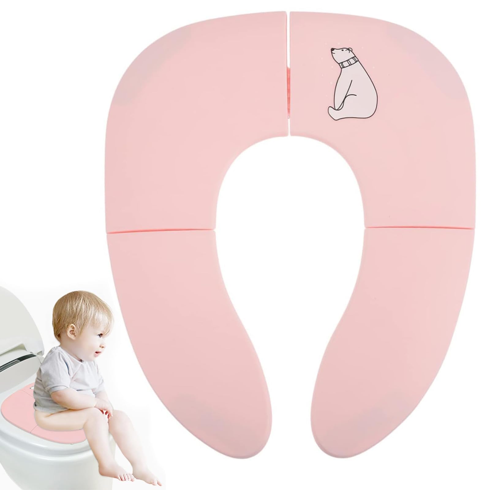 Coocicyi Folding Travel Toilet Seat with Non-Slip Suction Cups - Folding Travel Potty Seat for Boys and Girls