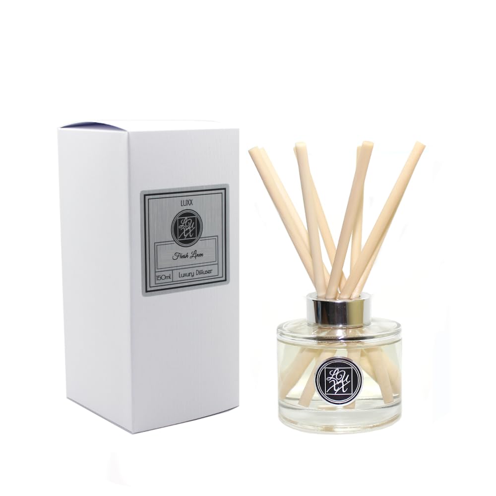 Luxx Orange/Amber Creations - Large Fragrance Reed Diffuser 150Ml (Fresh Linen/Natural Reeds) Violet, Blossom, Lily, Jasmine, Musk