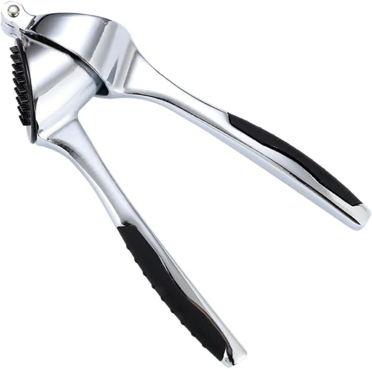 AIEIJJH Manual Garlic Press Crusher, Ginger Mincer with Portable Long Handle, Household Multifunctional No Mess, No Flying Cloves Garlic Press Mincer, Silver, 17 * 12 * 4cm