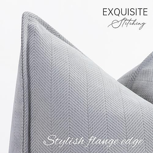 ZWJD Light Gray Pillow Covers 16x16 Set of 2 Chenille Throw Pillow Covers with Elegant Design Soft and Luxurious Decorative Throw Pillows for Couch, Bed, and Home Decor
