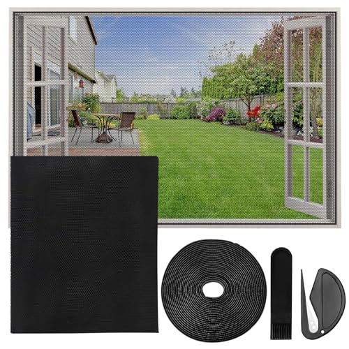 MOGITO Mosquiteras para Ventanas, Mosquitera Ventana Tamaño máximo 150x180cm, Mosquitera con Adhesivo de Malla lavable, Red Ajustable, sin taladrar ni atornillar, Negro