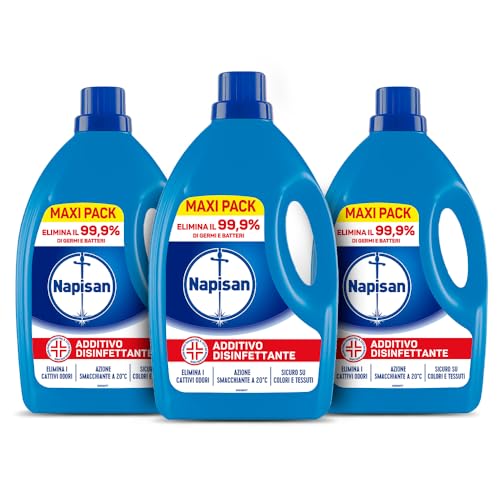 Napisan Additivo Disinfettante Lavatrice, 3 Confezioni da 2.2 Litri di Additivo Liquido per Lavatrice, Contro i Batteri e i Cattivi Odori