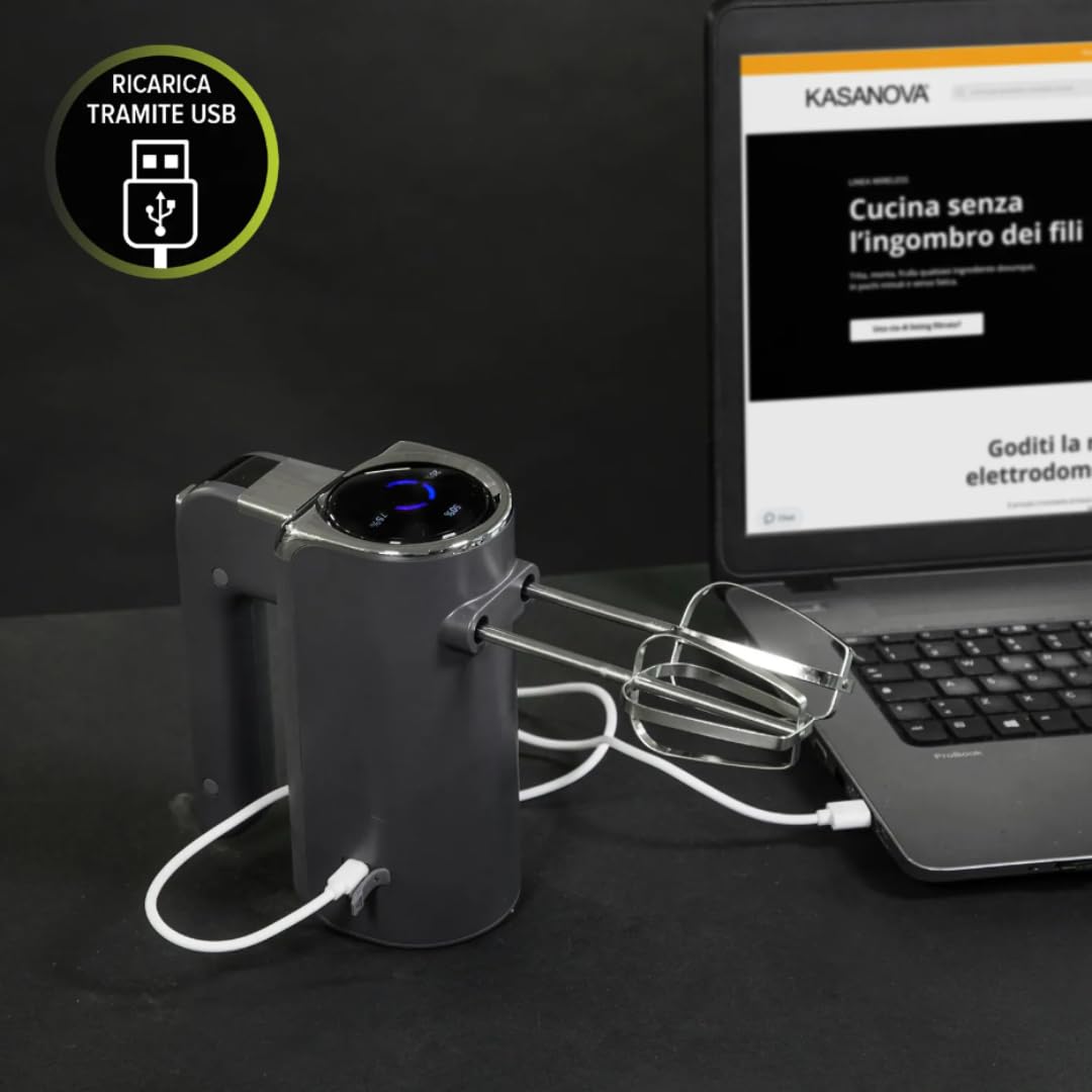 Batteur à main sans fil avec 2 fouets 200W Noir Appareils de cuisine