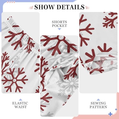 Boys' Pants Christmas Dark Red Snowflakes Long Bottoms Jogger Pants Elastic Waist Trousers with Pockets S-XL4