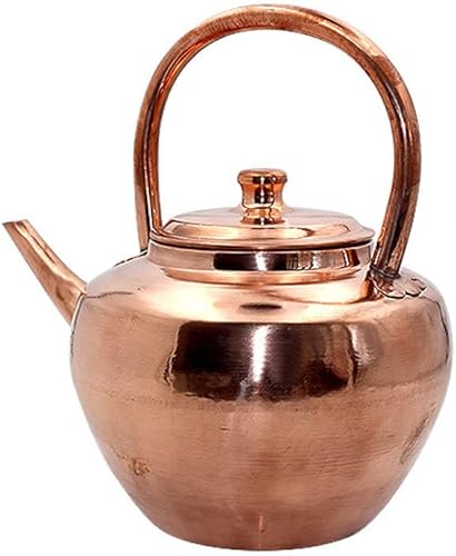LATUAL Hervidor de té de cobre puro antiguo, hervidor de cocina de diseño moderno, gran capacidad, adecuado para todas las fuentes de calor, mango