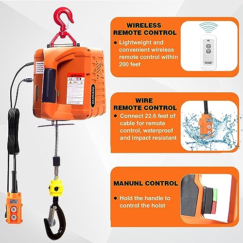 Yatointo PEH 3 In 1 Electric Hoist Winch, 1100Lbs Portable Electric Power Winch thumb #2
