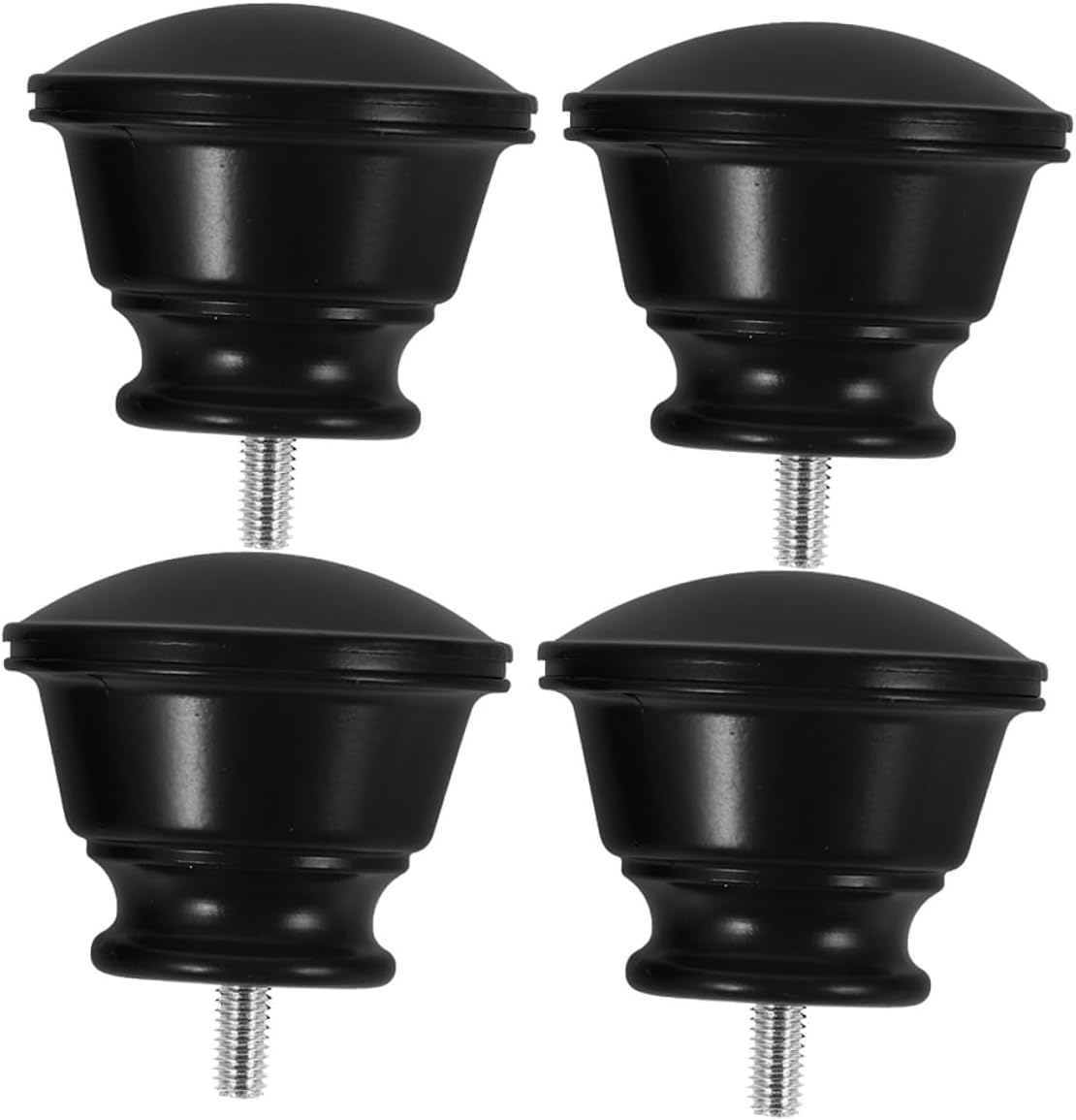 Toyvian 4pcs Black Curtain Rod Finials End Caps for Window Treatment Rods Decorative Ends Secure Attachment Versatile Use Elegant Finish Design
