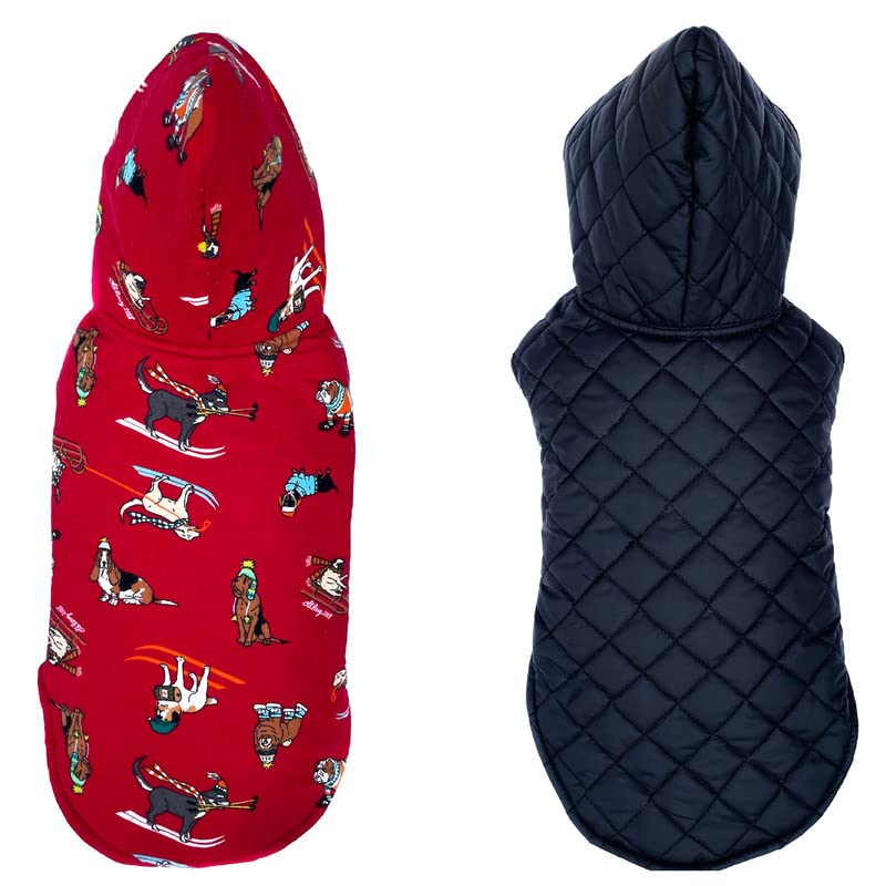 Pets Planet Dog Winter Clothes Reversible Dog Hoodie Jacket Cat Printed Blue Color Design Warm Dog Coat Windproof Pets Cold Weather Wearing (XXS, 10 Inch), Pack of 1 (B0BNVPFKZV) Amazon Price History, Amazon Price Tracker