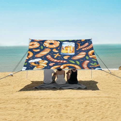 Oktoberfest Beer Pretzel Camping Sun Shelter, Beach Tent...