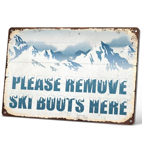 HYBLOM Vintage Ski Sign Please Remove Ski Boots Here Sign