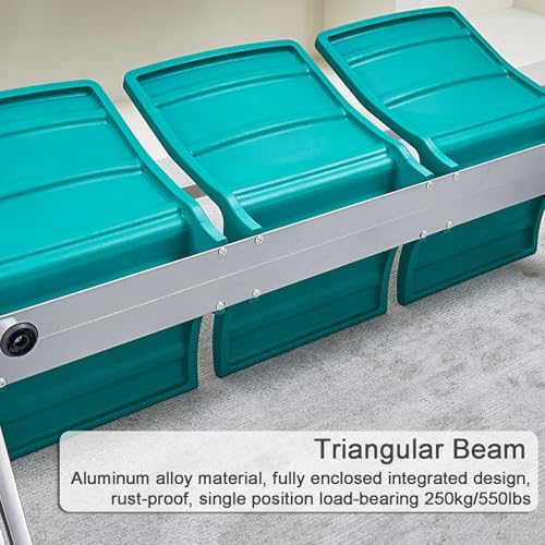 Stylish Brown 3-Seat Reception Chairs, Durable Waiting Room Bench with Arms, Polyurethane Office Guest Seating for Airport, Bank, Hospital, School, Barber Shop