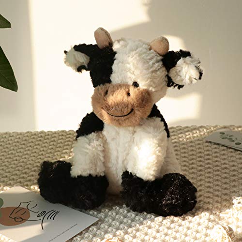 Hopearl Adorable Plush Cow Toy Floppy Dairy Cattle Soft Stuffed Animal Cute Birthday For Boys Girls Kids Toddlers, 9'' #TOP1
