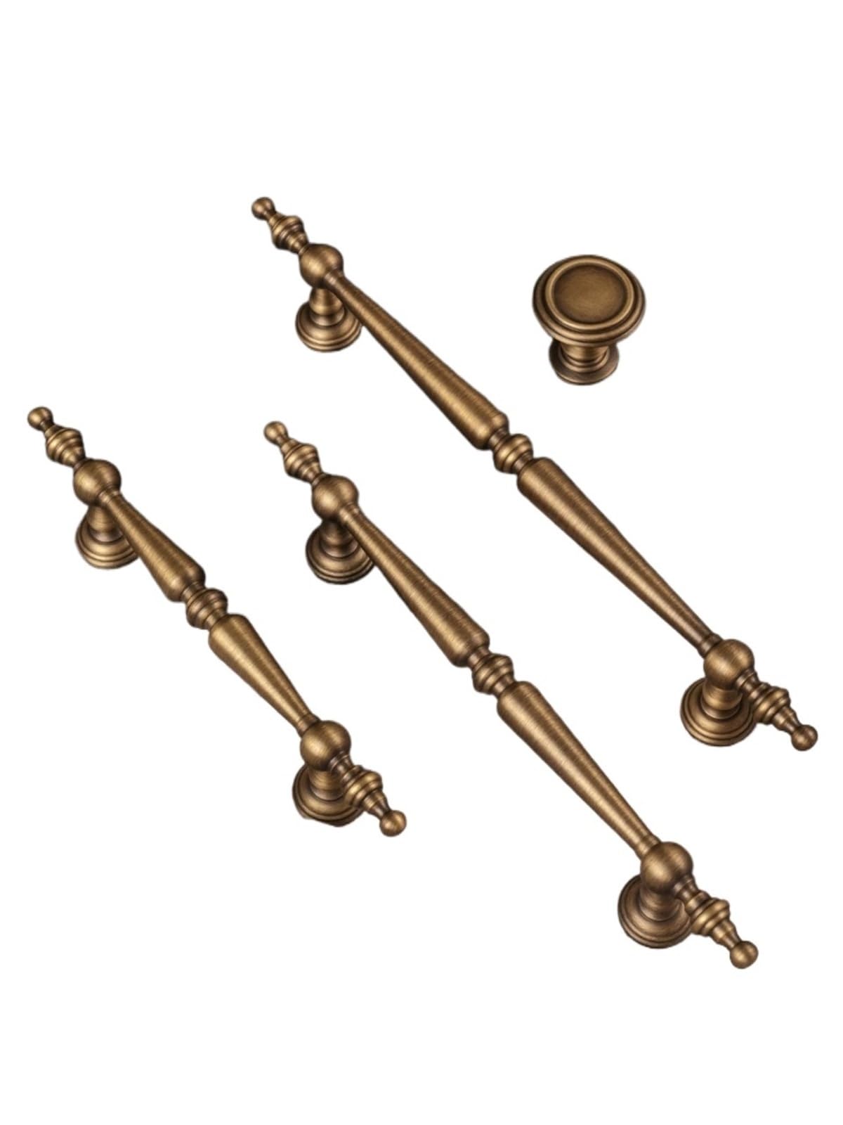 Qvorlth Vintage Cabinet Pulls Solid Brushed Antique Brass Handle Kitchen Cabinet Pull Wardrobe(Knob-31mm)