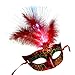 Produktbild 99native LED Venezianische Masquerade Prinzessin Feather Masks Damen Sexy Faser Maskenspiel Frauen Augenmaske Venetian Gesichtsmaske Karneval Maskerade Abendkleid für Halloween Party (Rot)