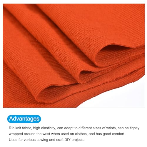 Image of MECCANIXITY 39 inch Elastic Cuffs Ribbed Trims Cotton Fabric Knit Rib Stretch Tape Cuff Sleeve Waistband for Sewing, 8 inch Wide Orange