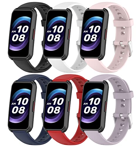 TenCloud 6-Pack Compatible with FITVII/KALINCO Slim Fitness Tracker 1.47 inch Bands 16mm, Replacement Breathable Lightweight Soft Silicone Sweat Resistant Sport Wristbands Band for FITVII HM08