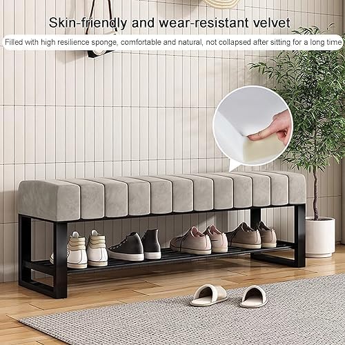 Banc de rangement à chaussures compact avec coussin rembourré confortable