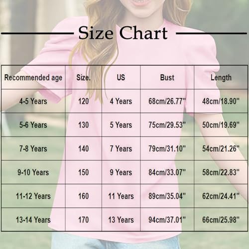 Girls Puff Sleeve T-Shirts 2025 Kids Fashion Short Sleeve Tween Girls Summer Elegant Dressy Casual Blouse Longline3