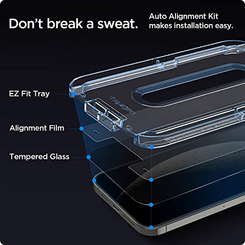 Image of Spigen Tempered Glass Screen Protector [GlasTR EZ FIT - Privacy] Designed for iPhone 12 / iPhone 12 Pro - 2 Pack