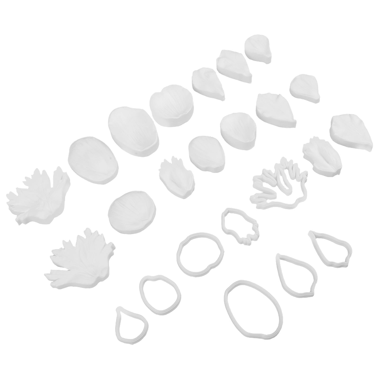 Didiseaon Molde para Fondant y Pasta de Goma Textura Realista de Pétalos de Anémona, 2 Juegos de Cortadores de Silicona para Flores y Hojas, Herramienta para Decorar Tartas en Bodas