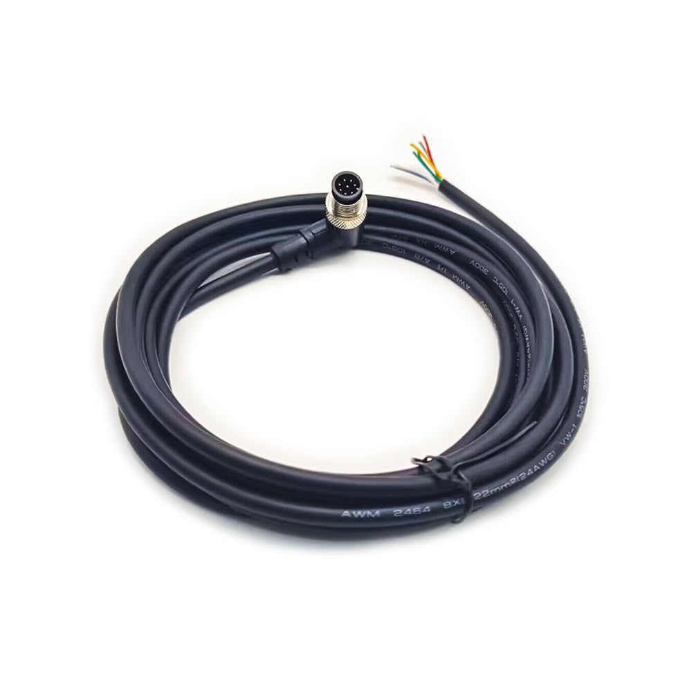Elecbee 10 pezzi M12 maschio 8 pin cavo di stampaggio ad angolo retto 3meter AWG24 A codice