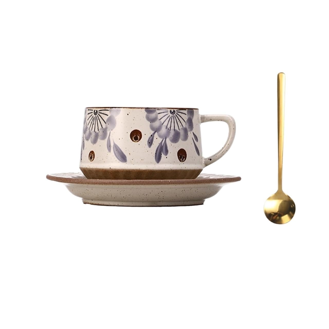 LIBANGRONG-888 Mugs Coffee/Tea Cup Set Vintage Ceramic with Saucer and Spoon Lemon Pattern 300ml Milk Tea Cup