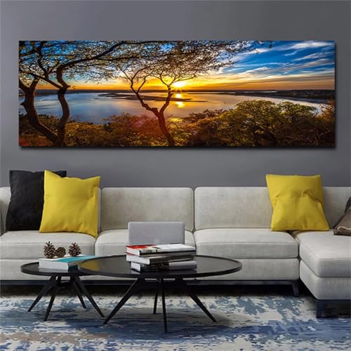 Broderie Peinture Diamant Anti-Stress Motif Plage Grand Tableau 70x140cm pour la Maison