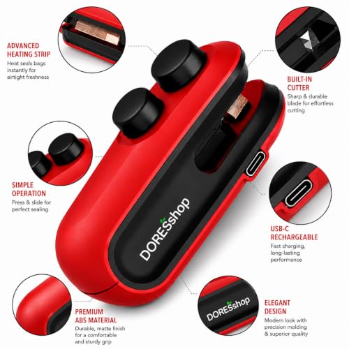 Image of DORESshop Mini Sealing Machine for Food Packets, Packet Sealer Machine, Packing Machine Sealing - Portable Plastic Sealing Machine Heat Sealer for Home, Vacuum Sealer for Plastic Bags