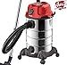 DMS Industriestaubsauger mit 2300 Watt | Nasssauger | Trockensauger | Edelstahl | Blasfunktion | Filterreinigungssystem | beutellos | 30 Liter Fassungsvermögen | Rot