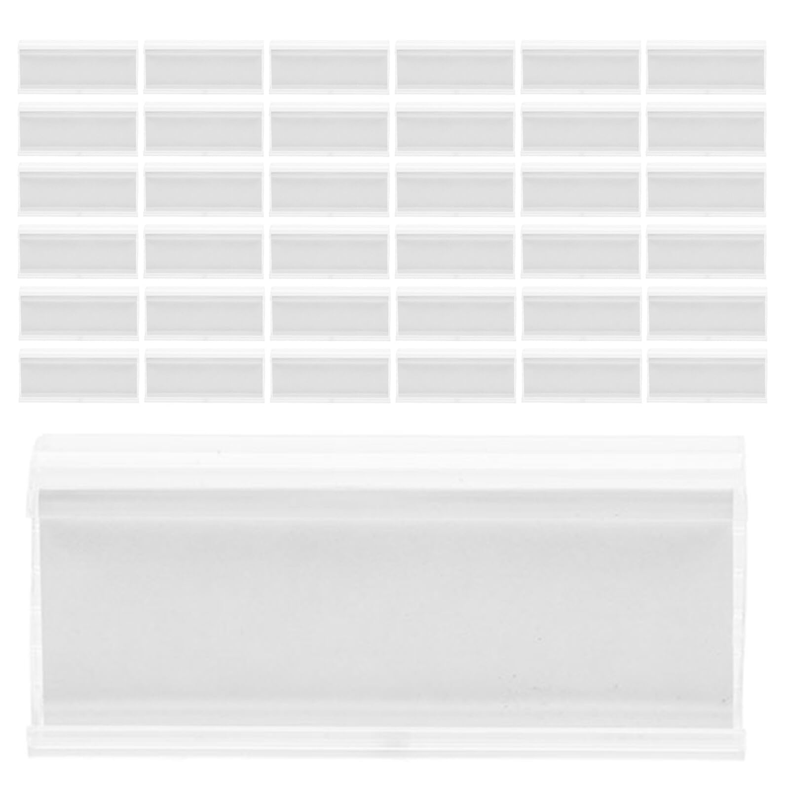 Lot de 100 Porte-Étiquettes Transparents pour Étagères Métalliques 76X35Mm avec Insert 32Mm Clips Réutilisables en Plastique pour Affichage Prix et Organisation Magasin
